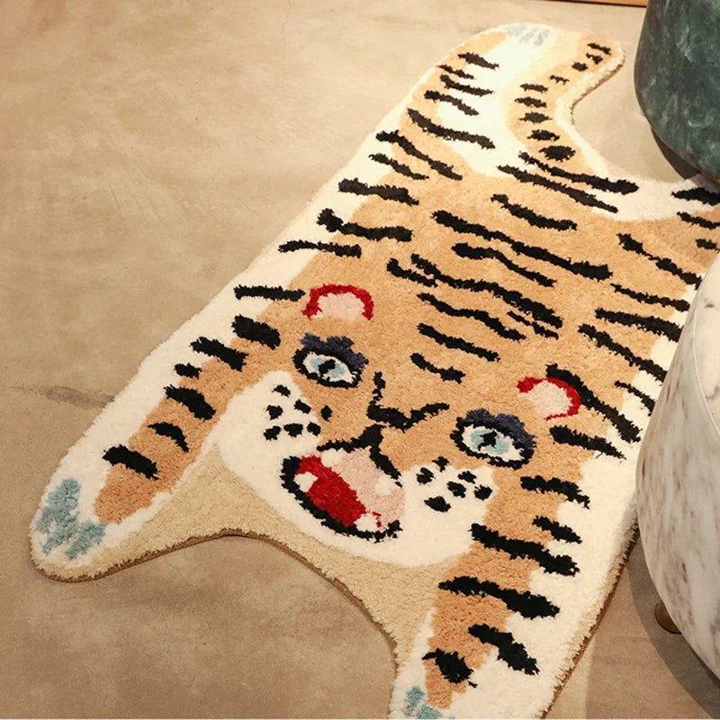 Rynx | Irregular Tiger Pattern Living Room Rug Cute Leopard Pattern Children's Room Rug Aesthetic Rugs тигр ковер 호랑이 양탄자 Tapis IG