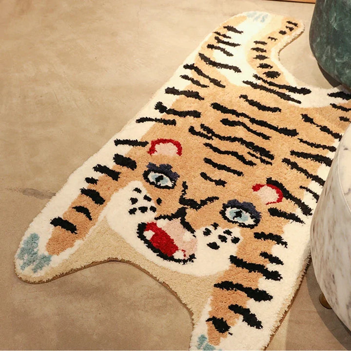 Rynx | Irregular Tiger Pattern Living Room Rug Cute Leopard Pattern Children's Room Rug Aesthetic Rugs тигр ковер 호랑이 양탄자 Tapis IG