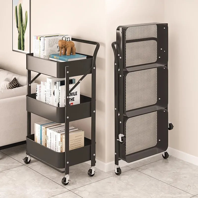Rynx | Trolley storage shelf multi-layer standing vegetable organizer household movable and foldable small cart storage shelf
