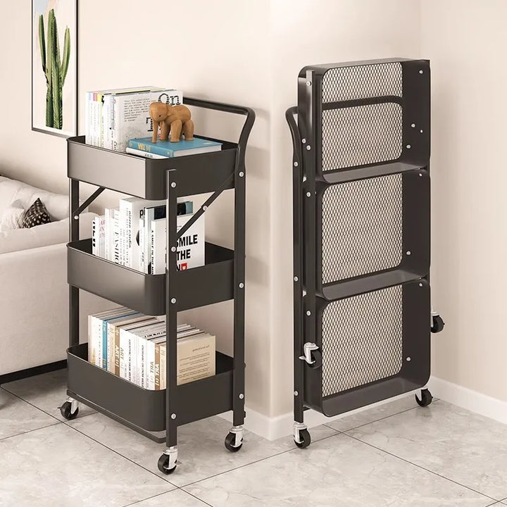 Rynx | Trolley storage shelf multi-layer standing vegetable organizer household movable and foldable small cart storage shelf