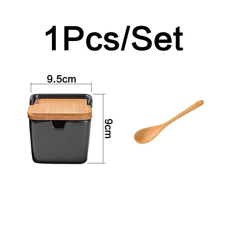 Lisslune | Chic European ceramic spice storage set with salt box & spice organizer