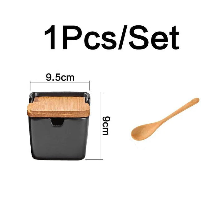 Lisslune | Chic European ceramic spice storage set with salt box & spice organizer