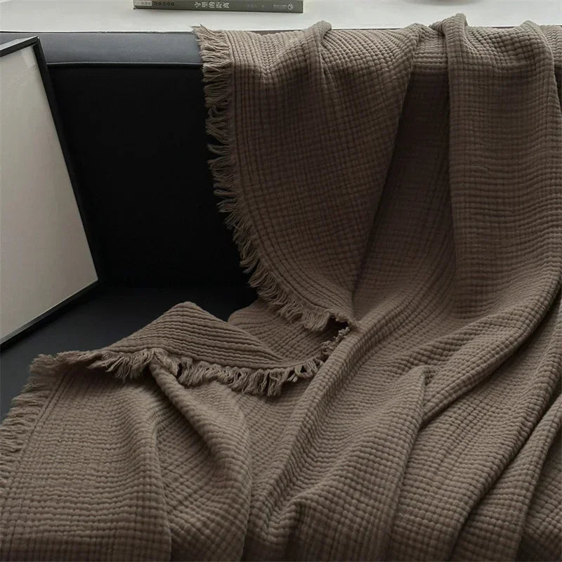Lisslune | Solid color cotton sofa blanket