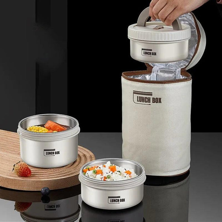 Lisslune | Stainless Steel Thermo Bento Lunch Box Set with Portable Stackable Design