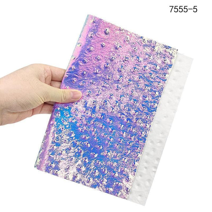 Lisslune | Iridescent holographic synthetic leather craft sheet with snakeskin embossing