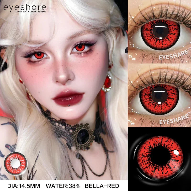Rynx | Cosplay Colored Contact Lenses for Halloween Vampire Red Contact Lens Anime Colored Eye Lenses Annual Blue Contact Lenses