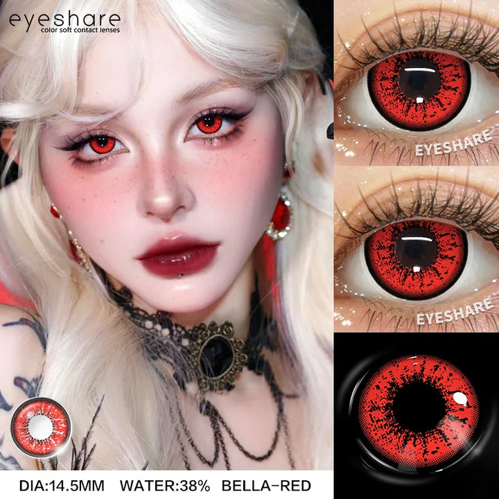 Rynx | Cosplay Colored Contact Lenses for Halloween Vampire Red Contact Lens Anime Colored Eye Lenses Annual Blue Contact Lenses
