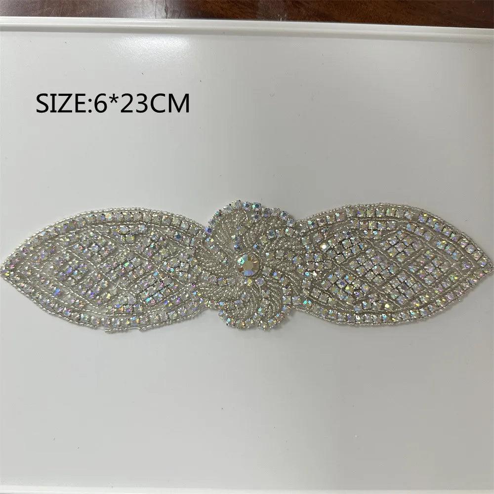 Lisslune | Shining Silver Rhinestone Flower Appliqué: Elegant Fashion Upgrade Accessory