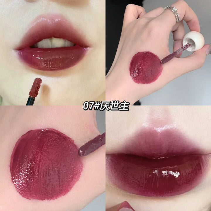 Rynx | Liquid Lipstick Non-sticky Cup Red Lip Color Iced Tea Lipstick Mirror Water Women Cosmetics Lip Lacquer Mist Lipstick Female Makeup