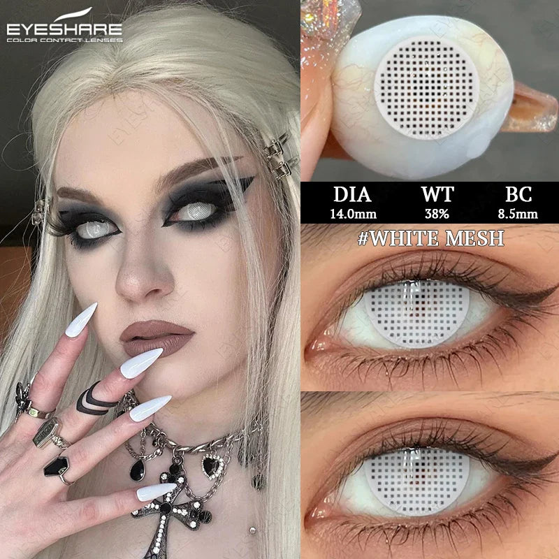 Rynx | 2pcs Halloween White Contact Lenses Anime Color Cosplay Black Lenses Crazy Red Beauty Makeup Lens Multicolor Lens