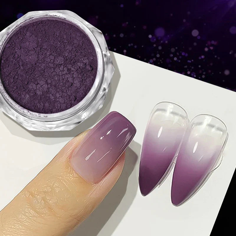 Rynx | Aurora Pearl White Nails Glitter Dust Chrome Gradient Rubbing on Powder Mirror Reflective Magnetic Pigment Nail Art Decorations
