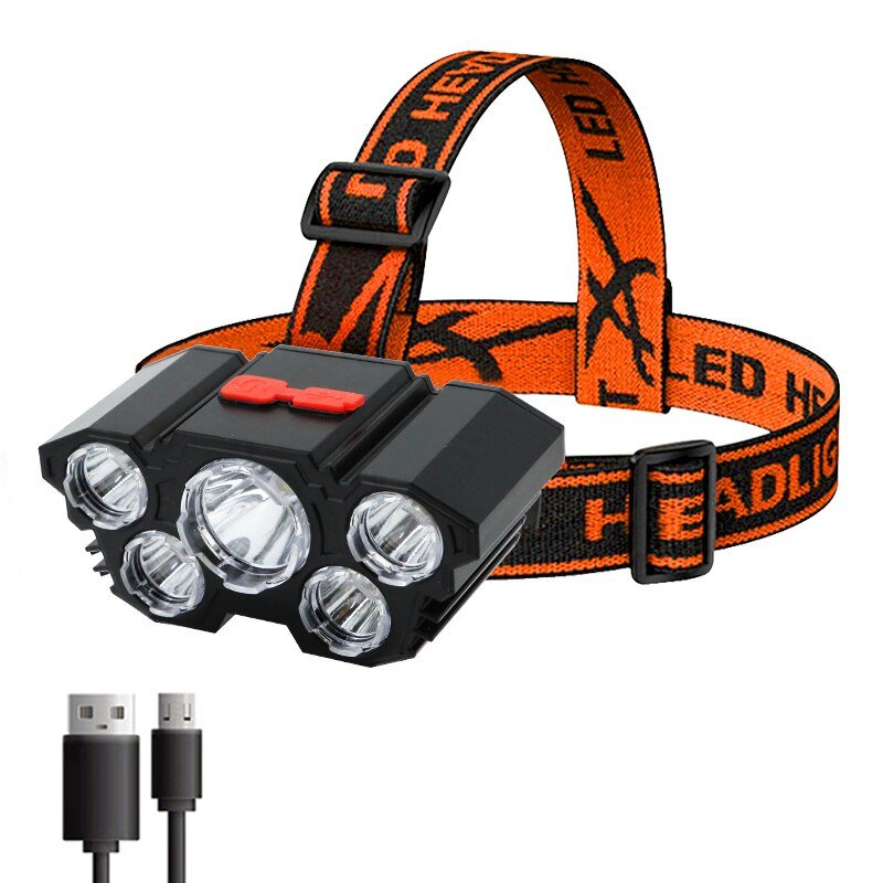 Lisslune | Rechargeable 5 LED Head USB Headlamp