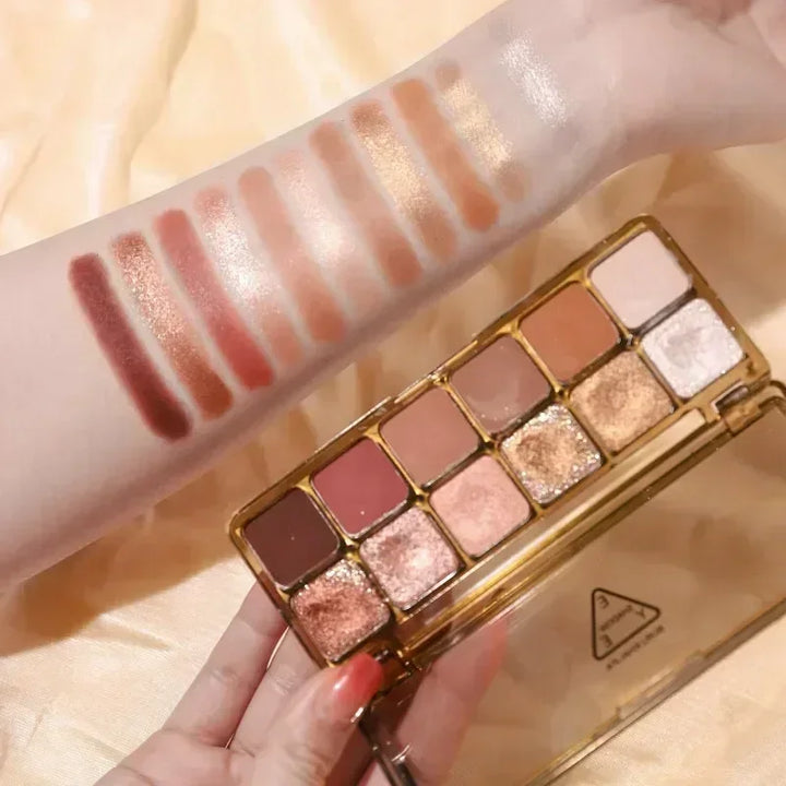 Rynx | Cement 12-Color Eyeshadow Palette Matte Pearl Glitter Earth Tone Cold Tea Brown Waterproof Eyeshadow Shiny Korean Makeup