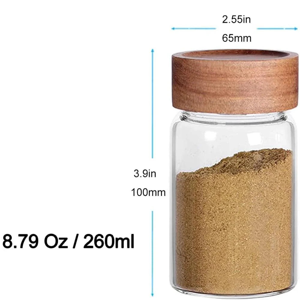 Lisslune | Stylish airtight glass containers with acacia wood lids - Ideal for storing food and spices