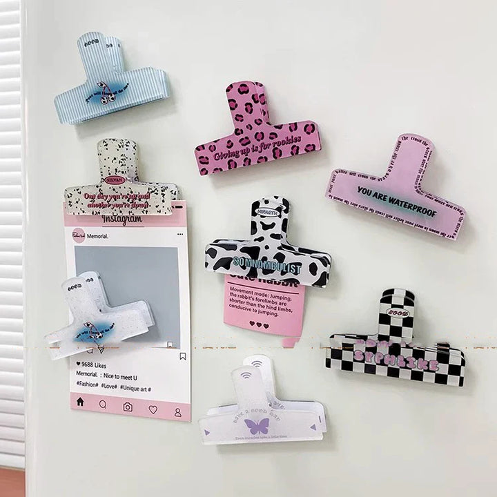 Rynx | 1pcs Kitchen Magnetic Plastic Bag Clips Ziplock Refrigerator Message Notes Strips Magnet Stickers Photo Home Sealing Clip