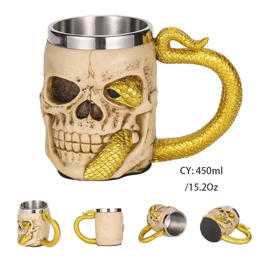 Lisslune | Medieval Dragon Resin Stainless Steel Mug as Coffee Mug or Tea Mug