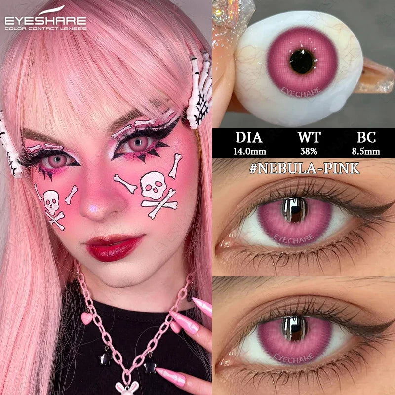 Rynx | 2pcs Halloween White Contact Lenses Anime Color Cosplay Black Lenses Crazy Red Beauty Makeup Lens Multicolor Lens