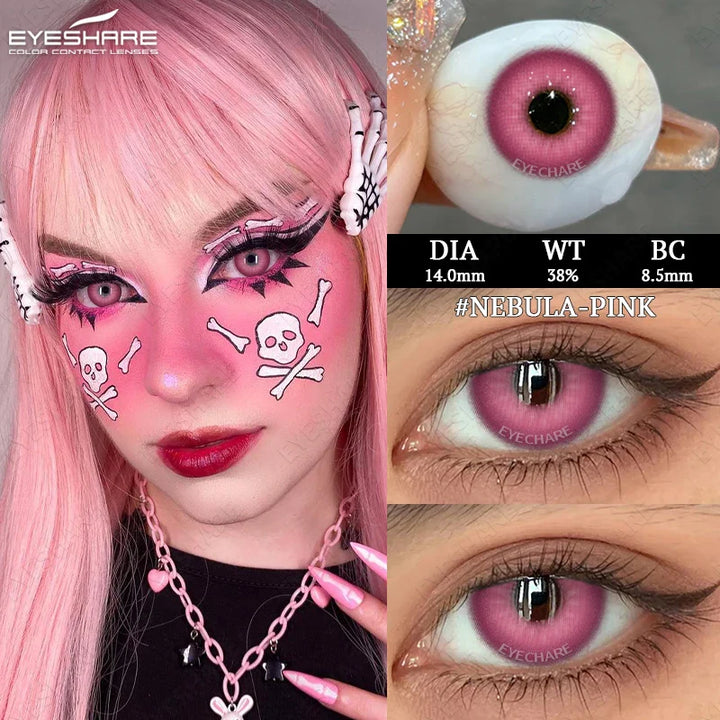 Rynx | 2pcs Halloween White Contact Lenses Anime Color Cosplay Black Lenses Crazy Red Beauty Makeup Lens Multicolor Lens