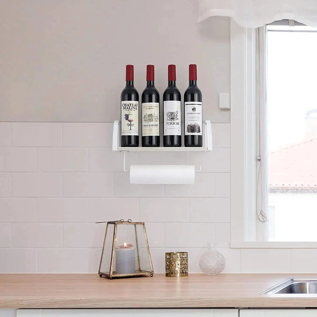 Lisslune | Rustic Wall Mounted Organizer with Towel Holder and Shelf Storage