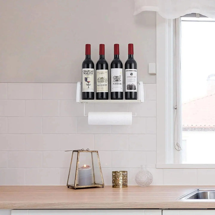 Lisslune | Rustic Wall Mounted Organizer with Towel Holder and Shelf Storage