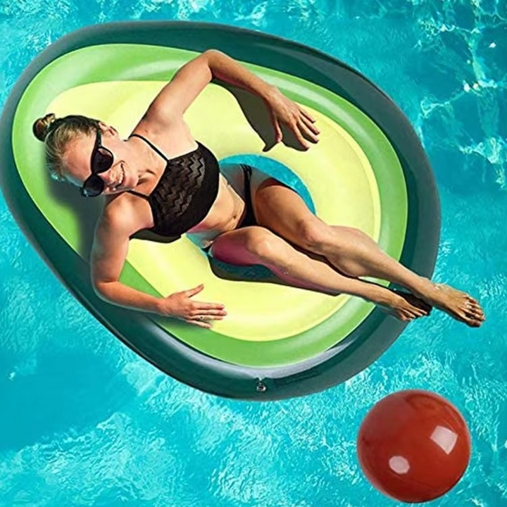 Lisslune | Inflatable Avocado Pool Float with Detachable Ball Toy