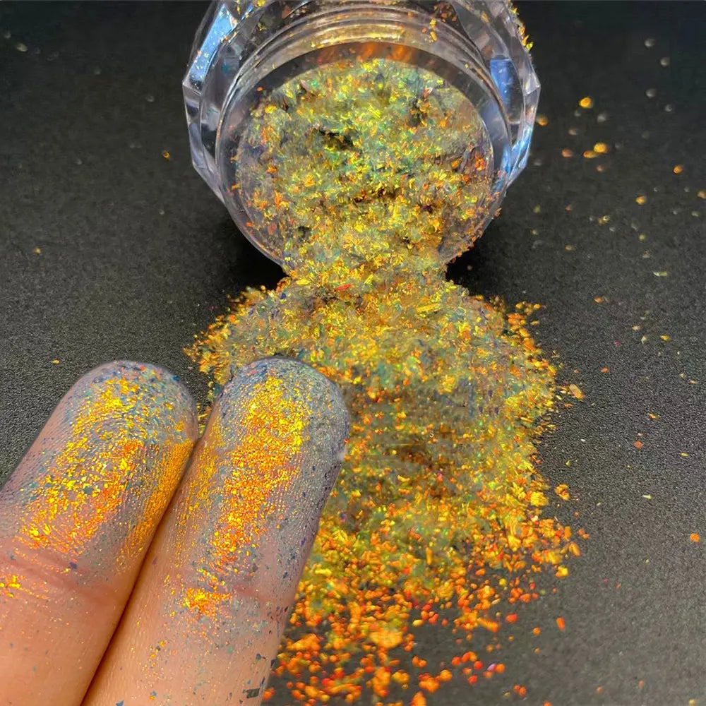 Rynx | 1jar Plating Aurora Chrome Nail Powder High Gloss Moonlight Mirror Fine Glitter Pigment Aurora Pearl Rub Dust Chrome Nails