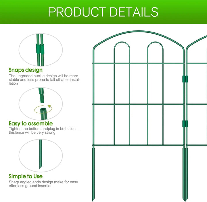 Rynx | 28-piece decorative green garden fence outdoor coating metal rustproof landscape forged iron wire frame foldable courtyard fence