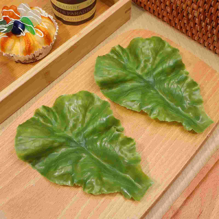 Lisslune | Set of 3 realistic artificial lettuce leaf decorations for culinary and educational purposes