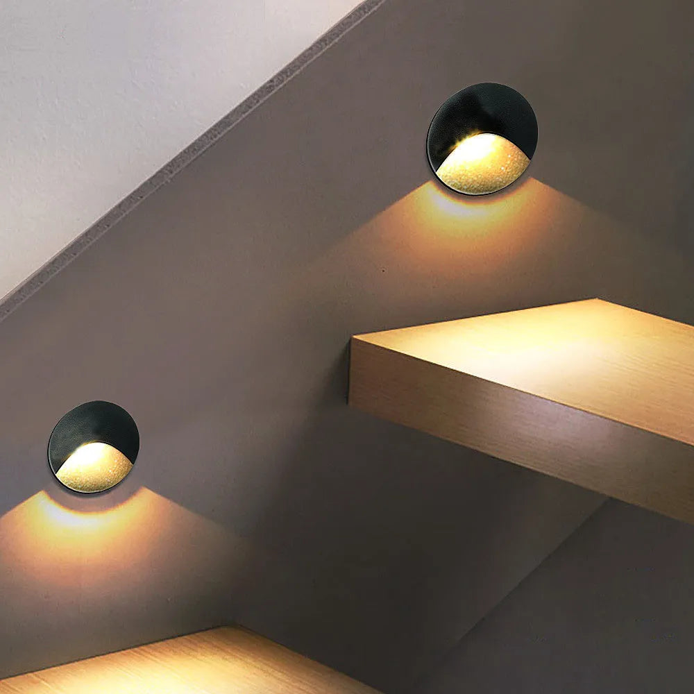 Lisslune | Modern waterproof IP65 LED recessed wall lamp for outdoor lighting - 3W embedded step & staircase balcony portal light