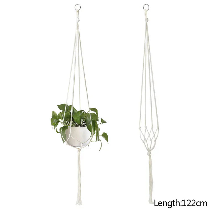 Rynx Macrame Handmade Plant Hanger Baskets Flower Pots Holders Balcony Hanging Decoration Knotted Lifting Rope Garden Supplies