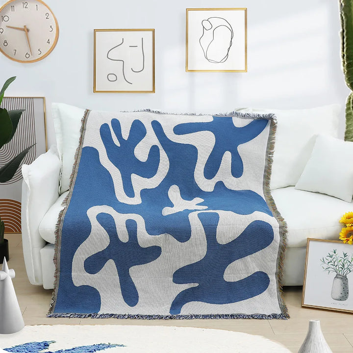Rynx | Textile City Into Blue Coral Pattern Blanket Home Decor Sofa Throw Outdoor Camping Grass Mat 125x150cm
