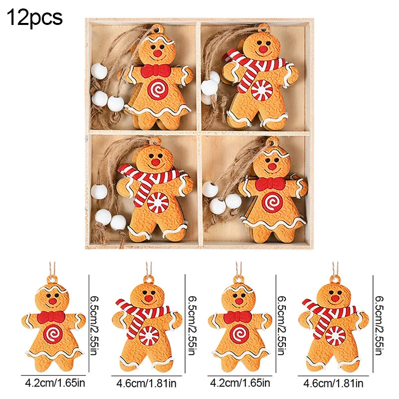 Rynx Christmas Wood Pendant Gingerbread Man Gnome Christmas Tree Hanging Decoration Noel Navidad Decorations for Home New Year Gift