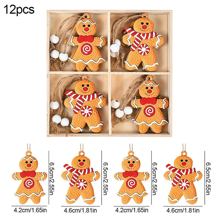 Rynx Christmas Wood Pendant Gingerbread Man Gnome Christmas Tree Hanging Decoration Noel Navidad Decorations for Home New Year Gift