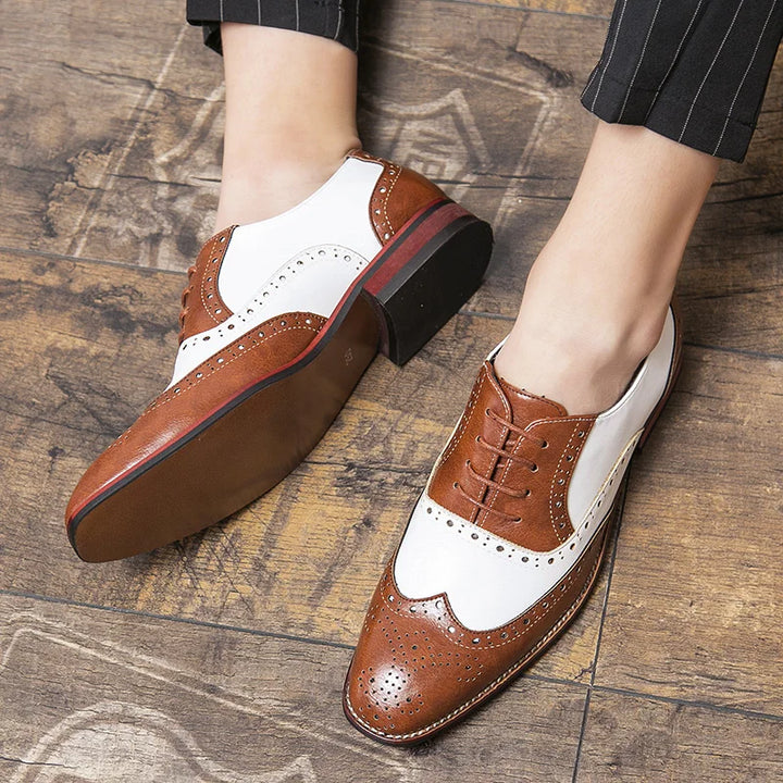 Lisslune | Men's Luxury Shoes Brogue Lace-up Casual British Style Contrast Color Oxford Office