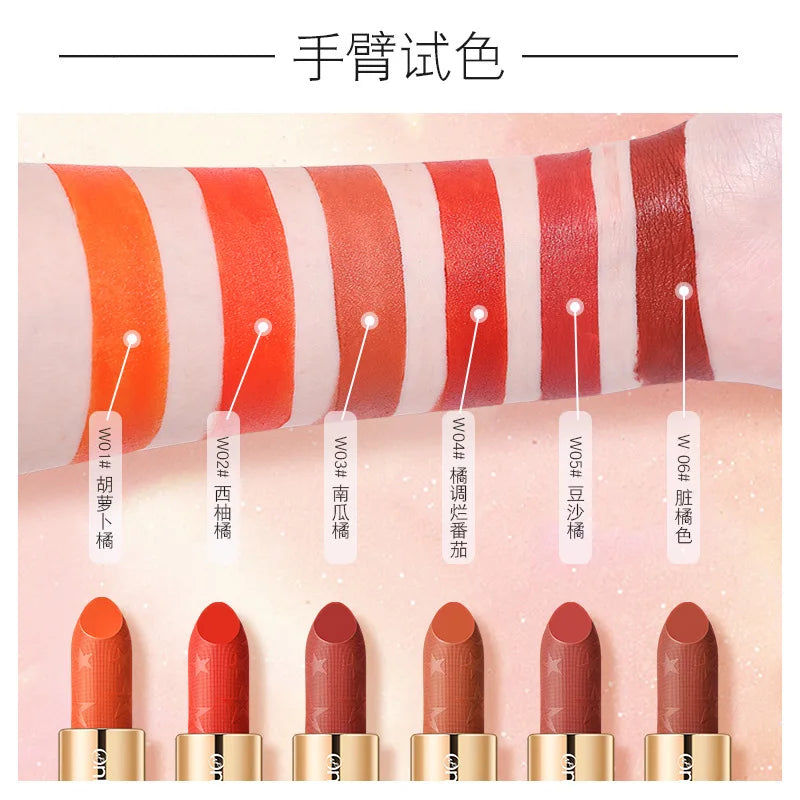 Rynx | Orange Lipstick Velvet Matte Lipsticks Waterproof Long-lasting Lipstick Velvet Lip Color Women's Cosmetics Sexy Lip Paint Makeup
