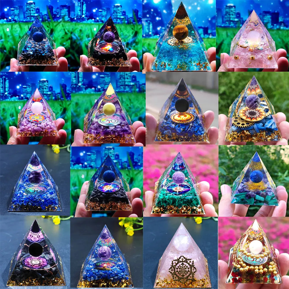 Lisslune | Orgonite Pyramid with Amethyst Pendulum – Energy, Protection and Decoration