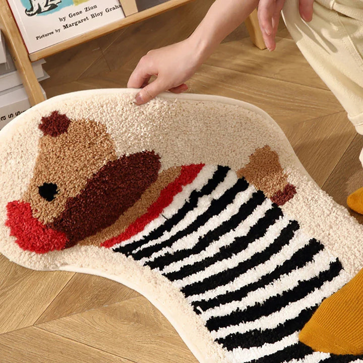 Rynx | Long Tufting Dog Bedroom Mat Soft Cartoon Animal Rug Bathroom Rug Living Room Floor Mat Doormat Aesthetic Home Decor