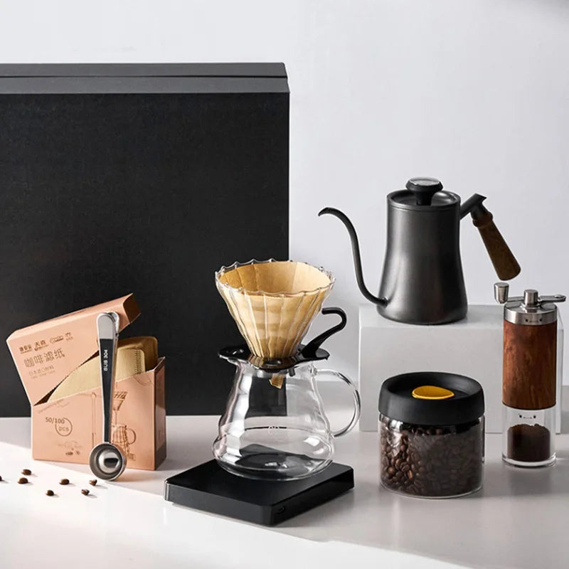 Lisslune | GIANXI Hand Punch Coffee Pot With Lid Drip Swan Neck Spout Coffee Water Kettle Long Opening Coffee Machine Coffee Accessories