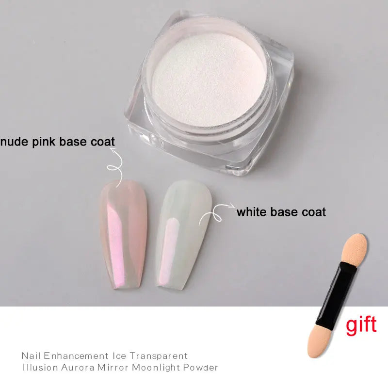 Rynx | 1jar Plating Aurora Chrome Nail Powder High Gloss Moonlight Mirror Fine Glitter Pigment Aurora Pearl Rub Dust Chrome Nails