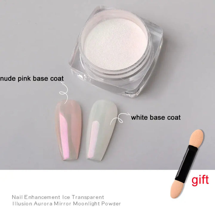 Rynx | 1jar Plating Aurora Chrome Nail Powder High Gloss Moonlight Mirror Fine Glitter Pigment Aurora Pearl Rub Dust Chrome Nails