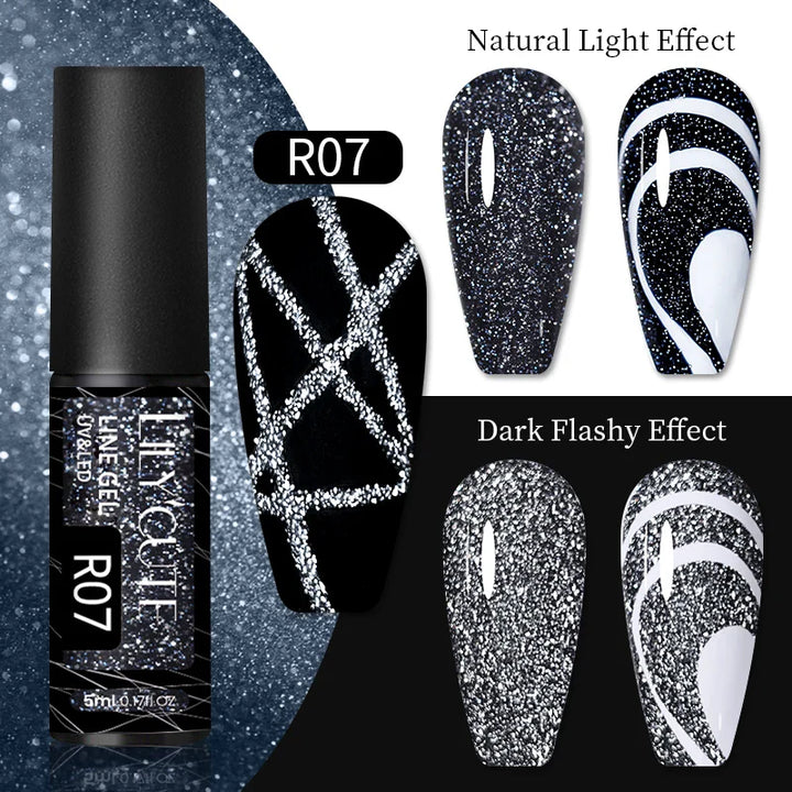 Rynx | 5ml Colorful Reflective Liner Gel Nail Polish Super Bright Painting Glitter Gel Graffiti Stripe Design Polish Manicure