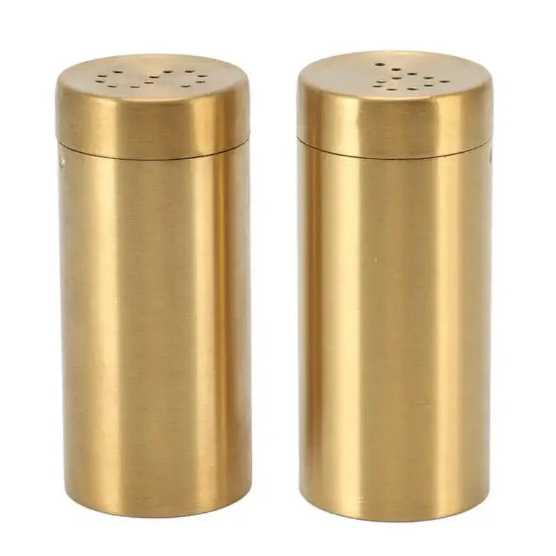 Lisslune | Set of 2 elegant golden stainless steel spice dispensers - rustproof spice containers for salt, sugar, and more