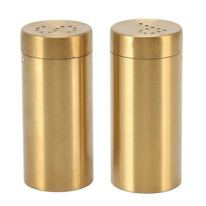 Lisslune | Set of 2 elegant golden stainless steel spice dispensers - rustproof spice containers for salt, sugar, and more