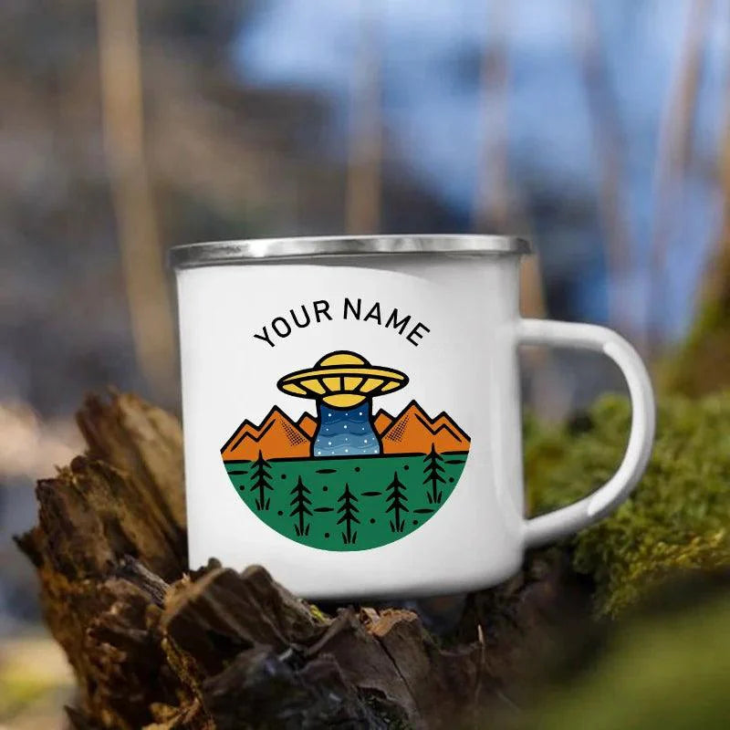 Lisslune | Customizable Enamel Camping Mug for Unforgettable Outdoor Experiences - Personalized Coffee and Beer Mug