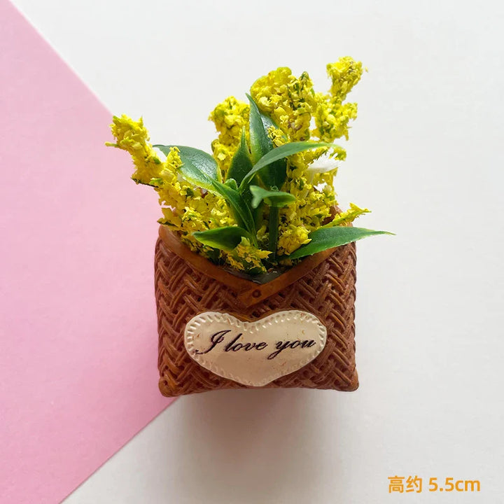 Rynx | Buy 5, get 1 flower basket refrigerator magnets immortal flowers decorated basket for refrigerator magnetic stickers fabrics flowers home