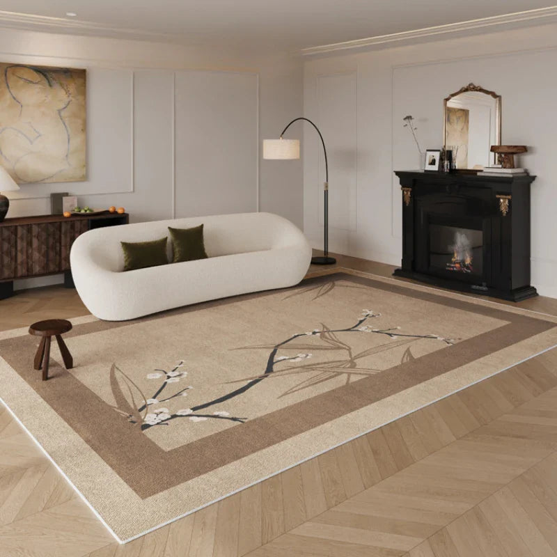 Rynx | Retro Bamboo Living Room Decorative Rugs Dark Green Bedroom Nightstand Rug Modern Chinese Style Wardrobe Large Rugs Rug