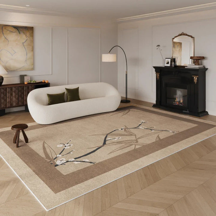 Rynx | Retro Bamboo Living Room Decorative Rugs Dark Green Bedroom Nightstand Rug Modern Chinese Style Wardrobe Large Rugs Rug