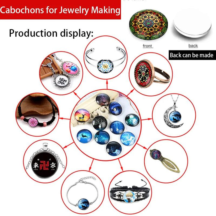 Lisslune | Luxurious Golden Glass Cabochon Set - 10 Pieces for Impressive Jewelry Creations