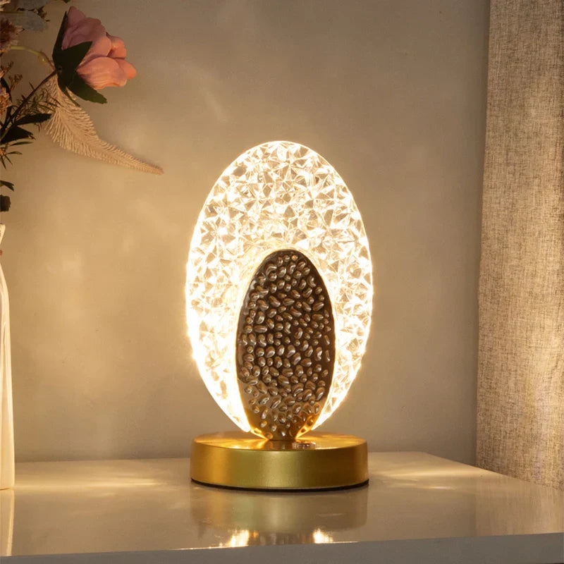 Lisslune | Crystal LED Table Lamp: Dimmable, USB Charging, Touch & Remote Control