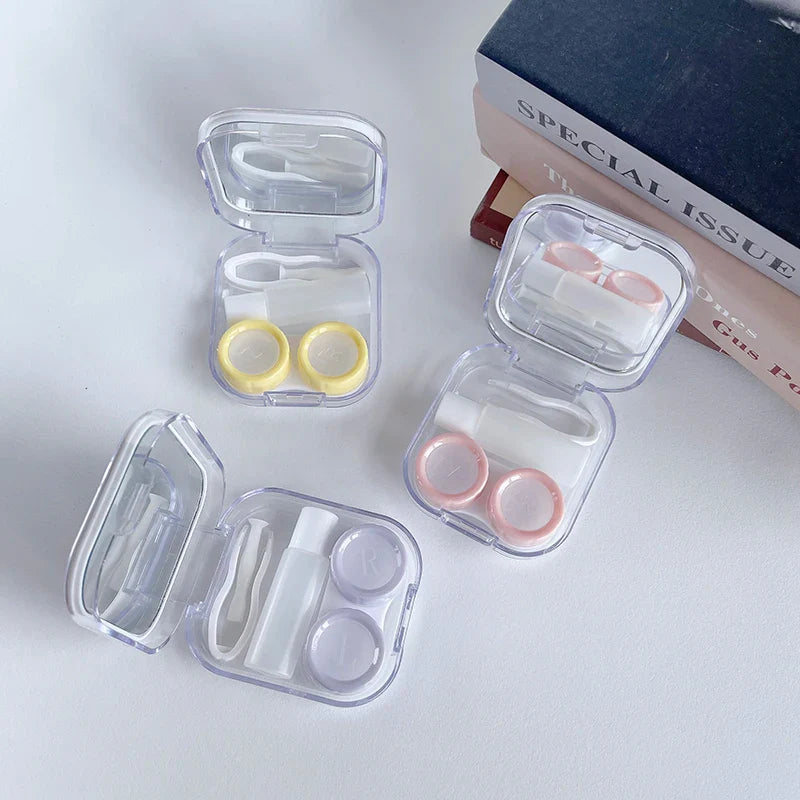 Rynx | Cute Tissue Mini Contact Lens Case Cartoon Rabbit Box Travel Portable Lens Case Square Box Lens Box Container Clip Stick Lens Box